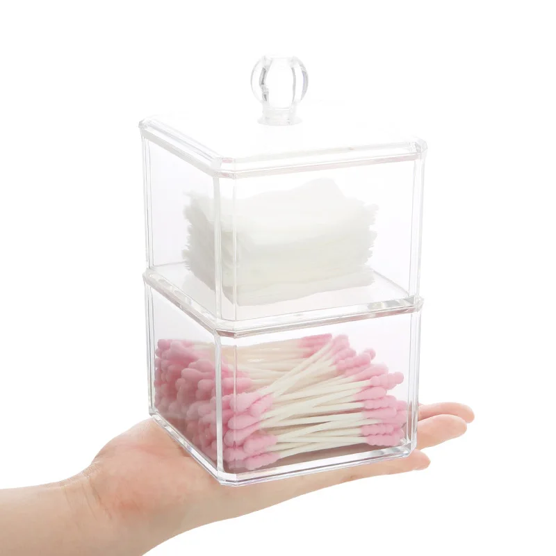 Акриловые изделия для маникюра Органайзер прозрачный ватный тампон ящик для хранения переносной чехол для хранения Контейнер органайзер для макияжа пластиковая коробка
