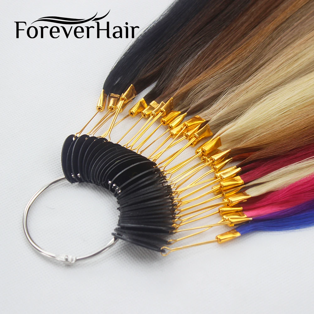 Forever Hair 100% Remy Human Hair Color Rings/ Color Charts 32 Colors Available Can Be Dyed For Salon Sample