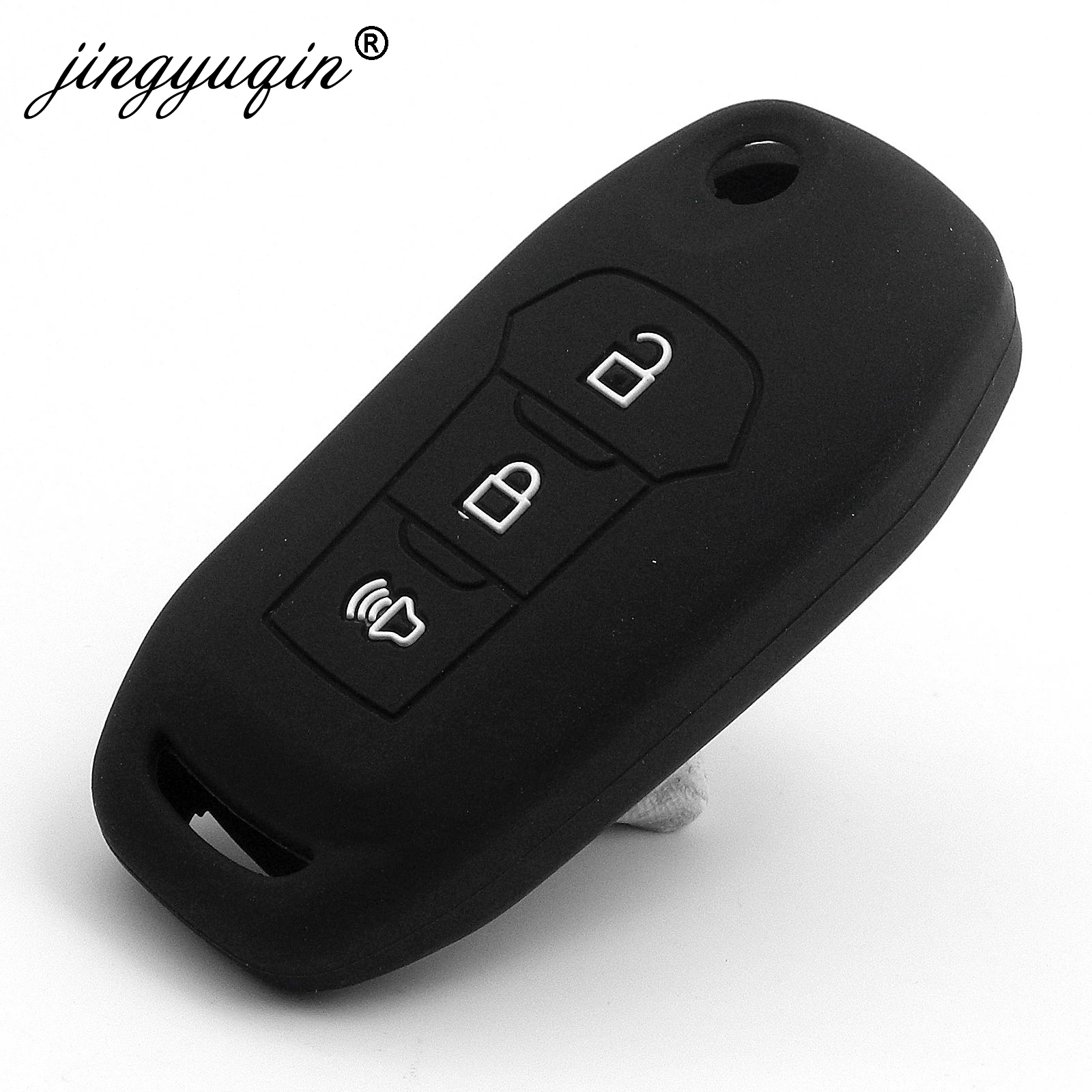 

jingyuqin Silicone Protection Car Key Case Cover Auto Key Shell for Ford Escort Mondeo Everest Ranger Fusion Accessories