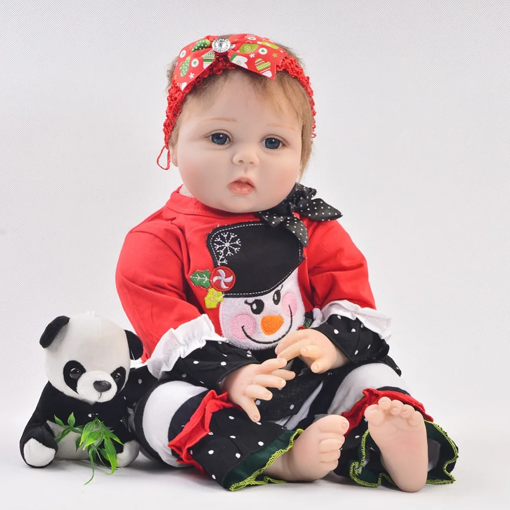 55cm Silicone Reborn Baby Doll Toys Lifelike Soft Cloth body Newborn
