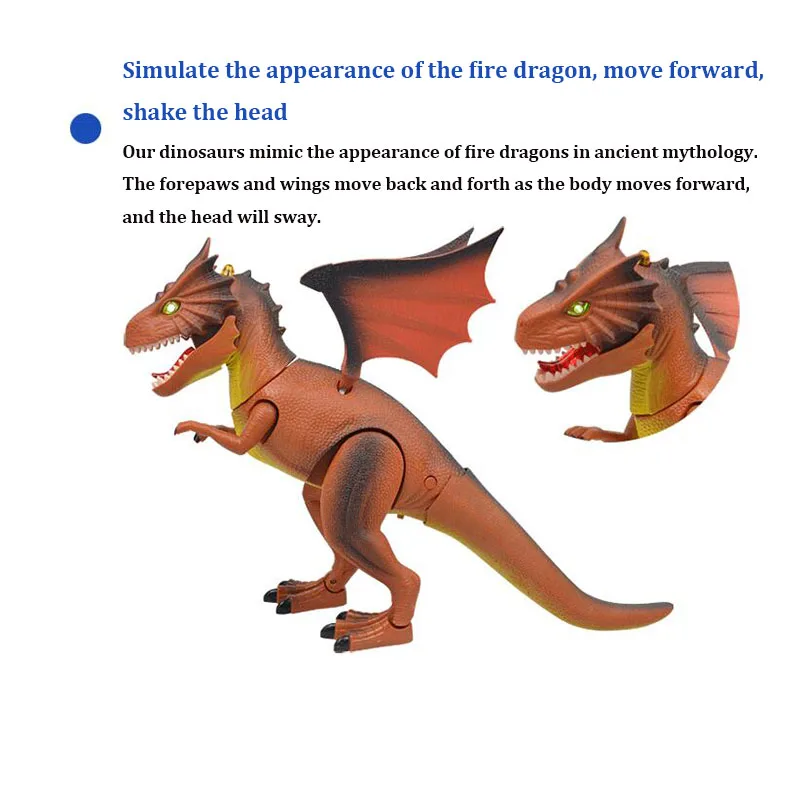 dinossauro modle brinquedos jurássico fogo dragão acender