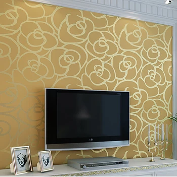 

3d Papel de parede Background wall non-woven Flock wallpaper roses for living room classic wall paper home decor wallcoverings