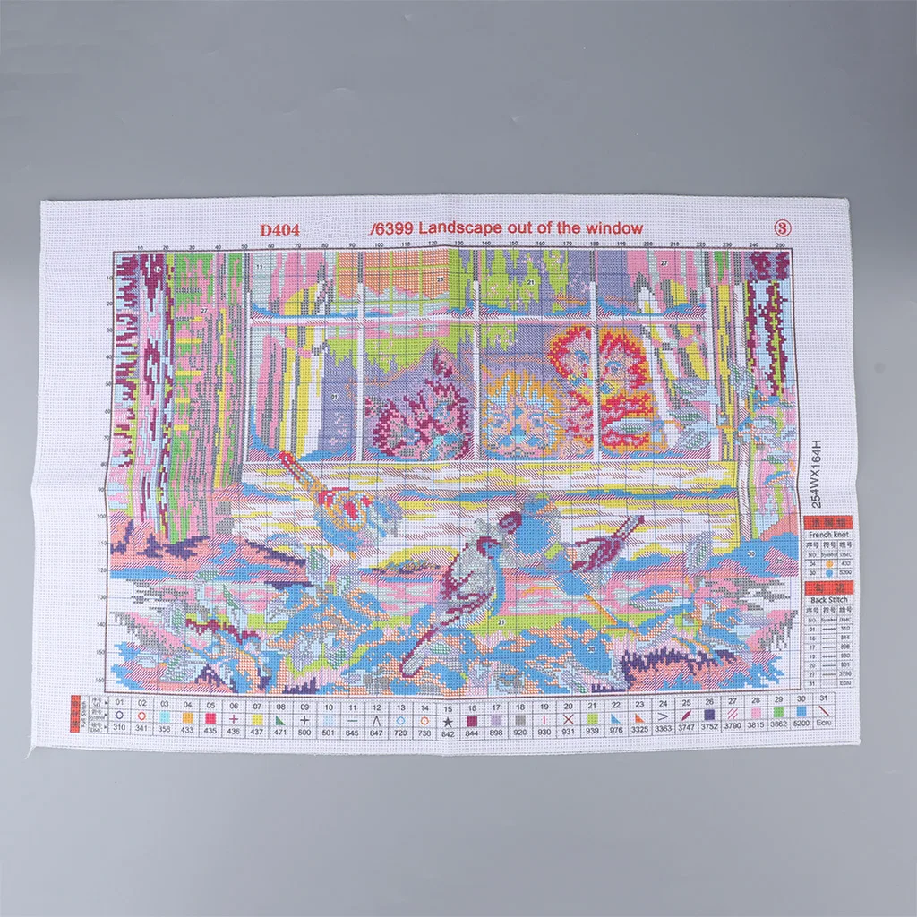  Cats Birds Stamped Cross Stitch Kits for Kids Pre-Printed Pattern Embroidery 14CT Counted Needlework Home Decoration	