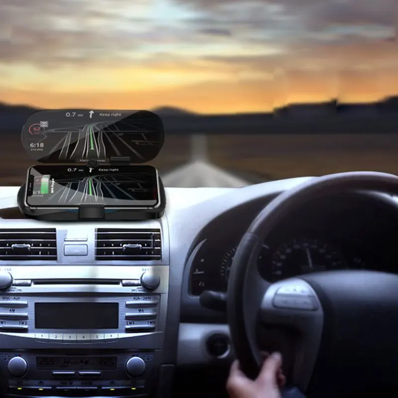 

Mulfunction Car Phone Holder Display Projector With Wireless Charger Phone Stand Compatible With Most Phones