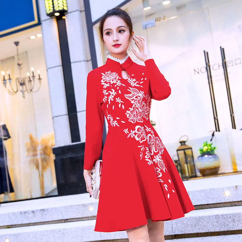 Chinois De 2019 Femme Mariage Xl Rouge Automne Haute élégant