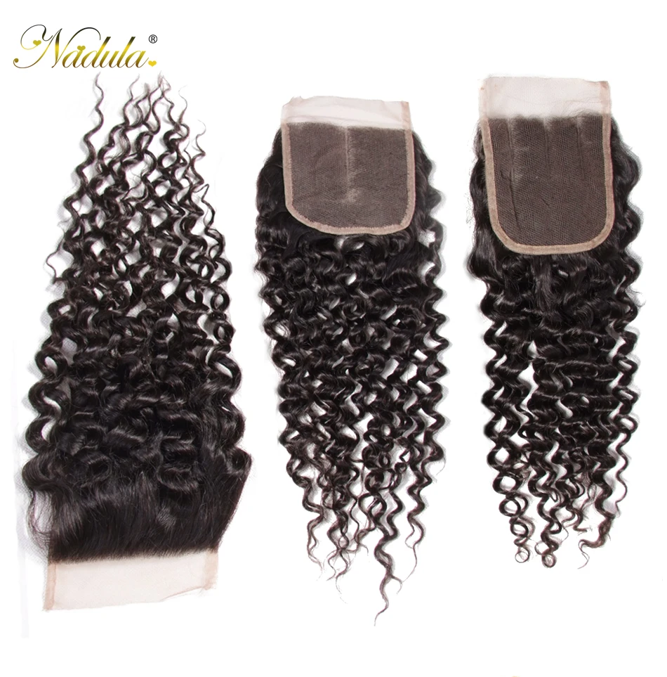 Nadula Hair Brazilian Curly Bundles With Closure 4*4 Lace Closure Remy Human Hair Bundles With Closure 3 Bundles With Closure