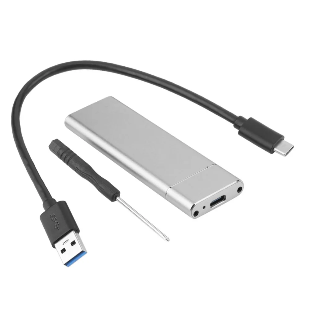 USB 3,1 к M.2 NGFF SSD мобильный жесткий диск Box адаптер карты внешний защитный корпус для m2 SSD SATA USB 3,1 2230/2242/2260/2280 ssd корпус корпус для жесткого диска - Цвет: Sliver A to C cable