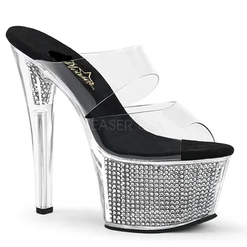 

2018 latest style, fashion transparent platform, t platform slippers, 17 cm club stage walking slippers
