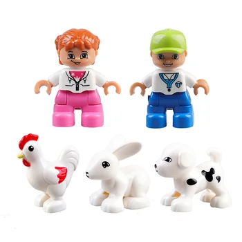 

5 in 1 DIY Building Blocks Figurines Toy Boy Girl Animals Dolls Action Figures For Big Size Blocks Learning Toys For Children