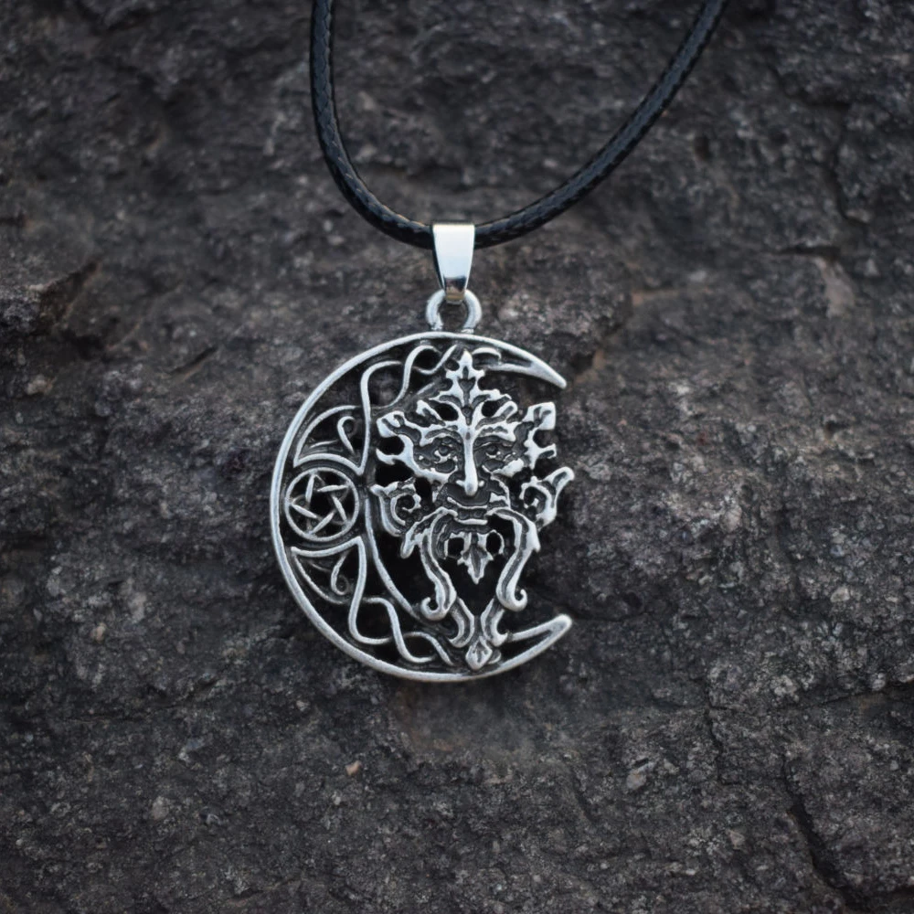 Зеленый человек кулон зеленое ожерелье лесной Бог колдовство языческие украшения Дух Дерева кельтский природа дуб король SanLan
