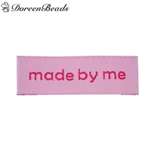 DoreenBeads Terylene etiquetas impresas DIY arte de colección de recortes rectángulo Rosa