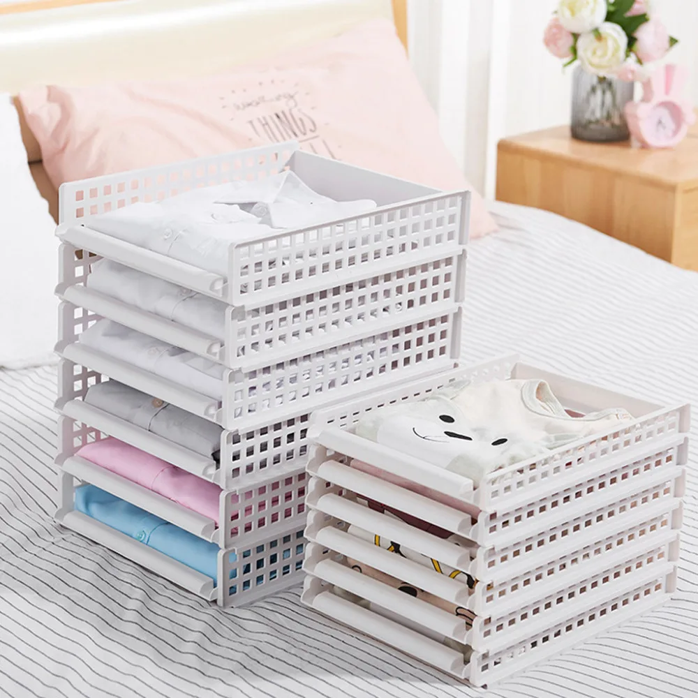 

Detachable clothes organizer wardrobe partition board rack drawer clothes storage box bedroom multi-layer stackable rack LD