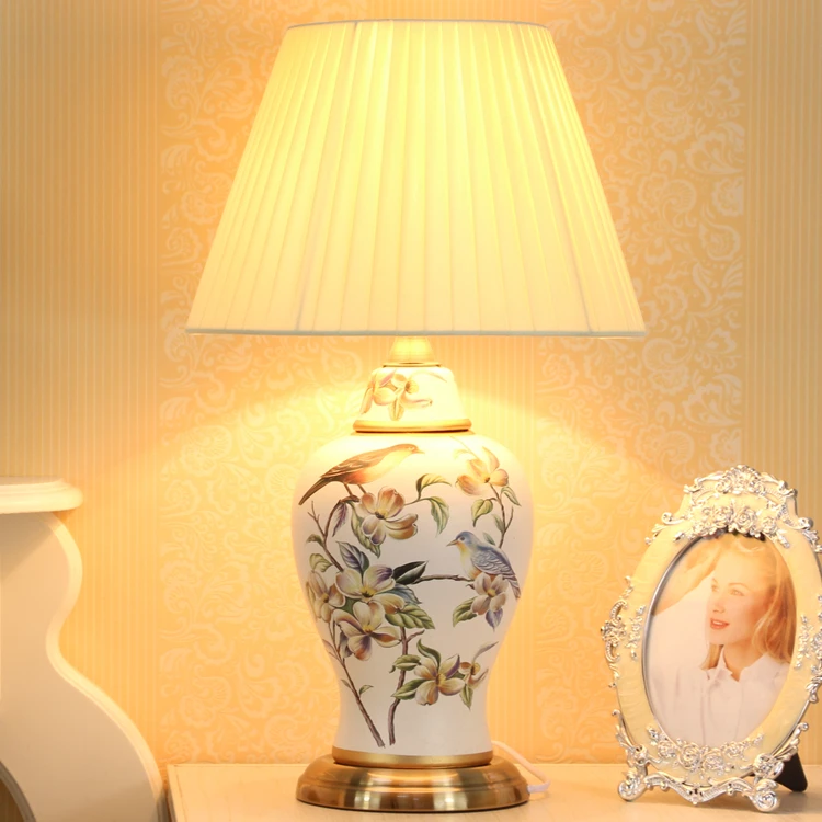 European Antique Hand Painted Birds Chinese Ceramic Led E27