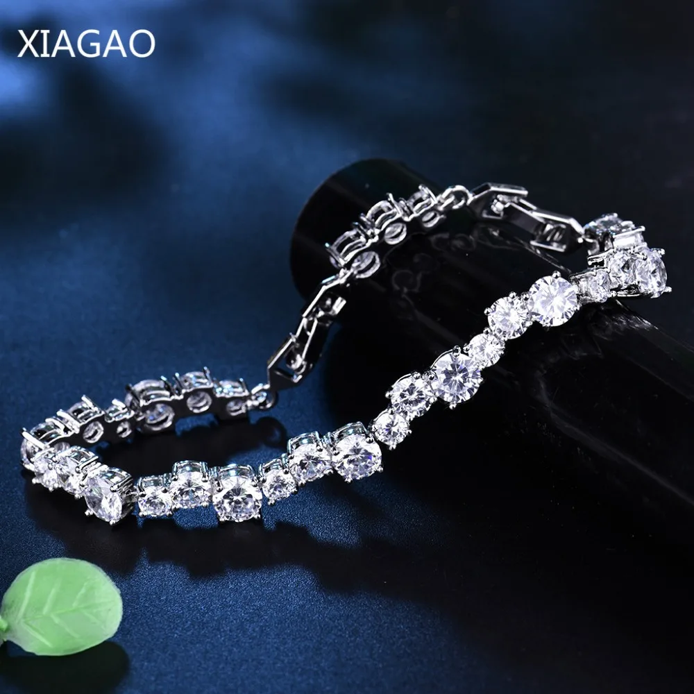 

XIAGAO 2 Colors Luxury Gold Color Chain Link Bracelet for Women Ladies Shining Tiny AAA Cubic Zircon Crystal Jewelry L124