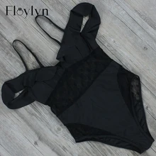 Floylyn с открытыми плечами Холтер цельный купальник Сексуальная Женская цельная пляжная одежда купальник Черный боди