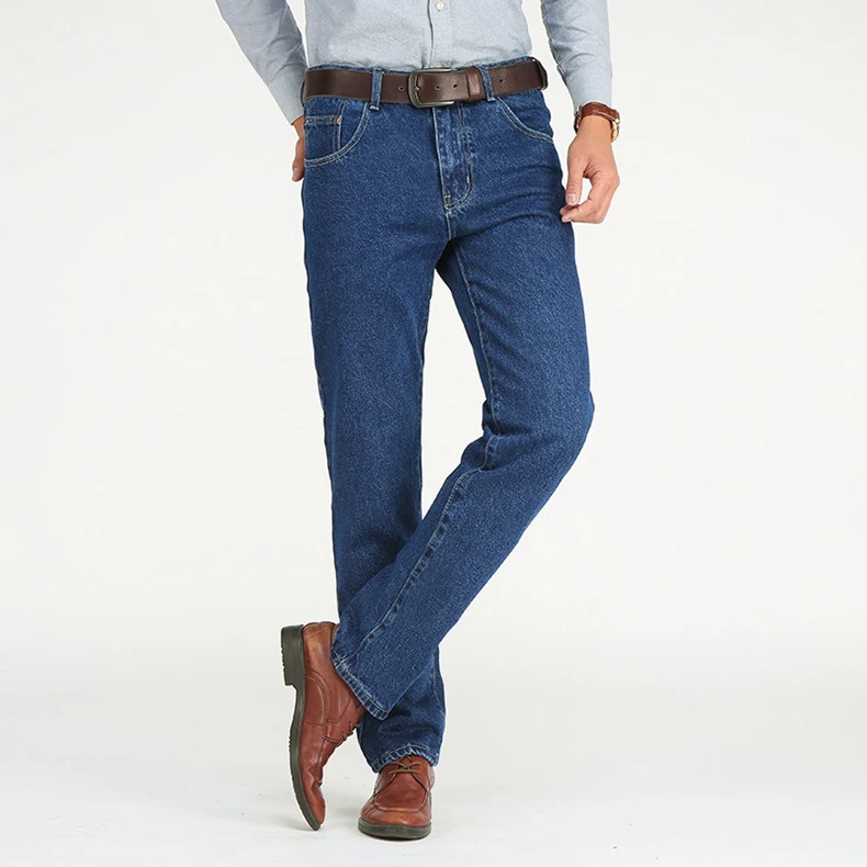 Calça jeans empresarial masculina clássica de algodão,