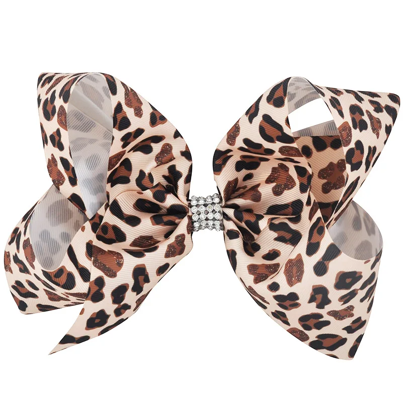 Новинка 8 дюймов бутиковая Большая лента банты для волос Леопардовый принт