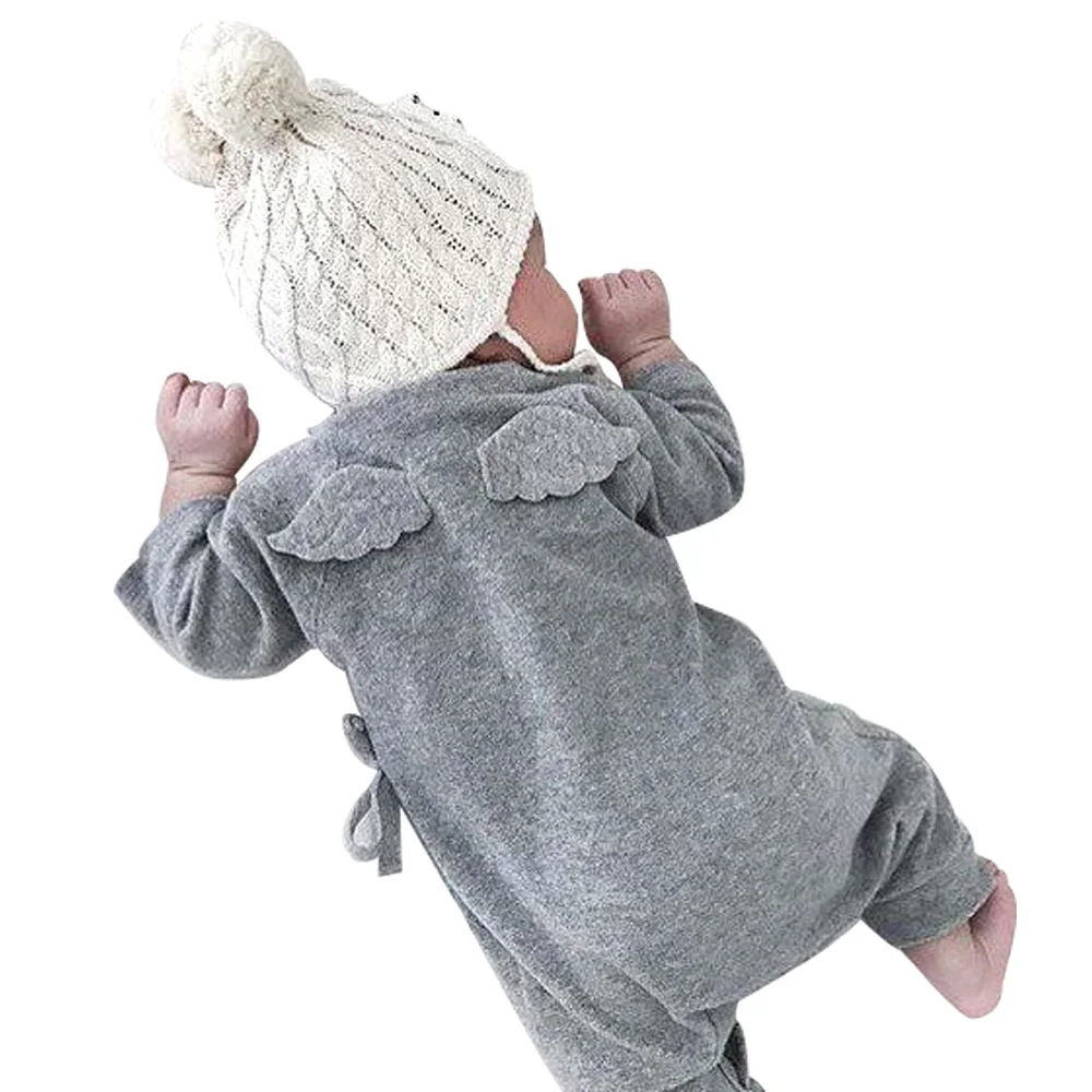 Baby Rompers Long Sleeve Tiny Cottons White Grey Newborn Girl Toddler Jumpsuit Baby Onesie First Birthday Boy Fairy Wings 3-18 M