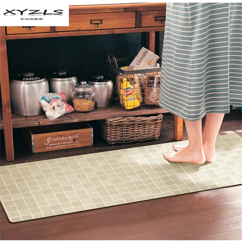 XYZLS ПУ Добро пожаловать коврики простые клетчатые кухонные коврики водонепроницаемые масляные кухонные Коврики для гостиной Tapete