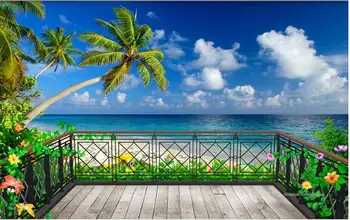 

3d wallpaper custom mural non-woven 3d room wallpaper balcony beach seascape 3 d background wall photo 3d wall murals wallpaper