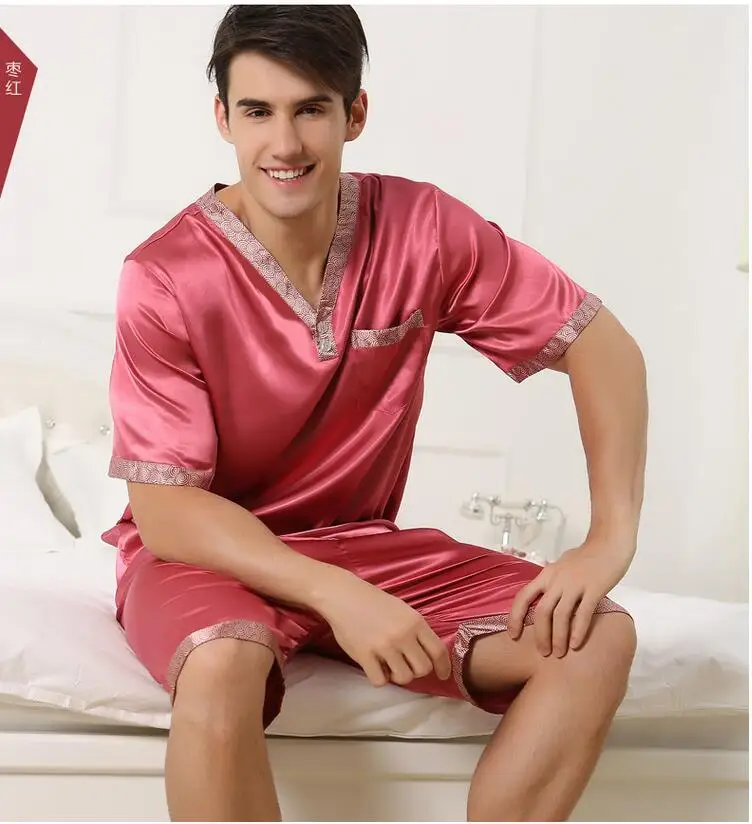Free Shipping Nature Silk Sleep Top For Men Homewear Sleepwear Sleep
