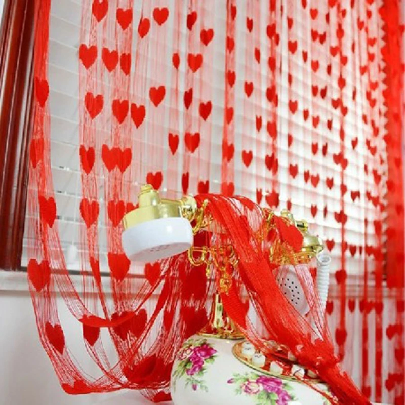 

1M*2M Red/Pink/Purple Wedding Curtains Wedding Room Decoration Korean Heart-shaped Love Curtain decoration de mariage