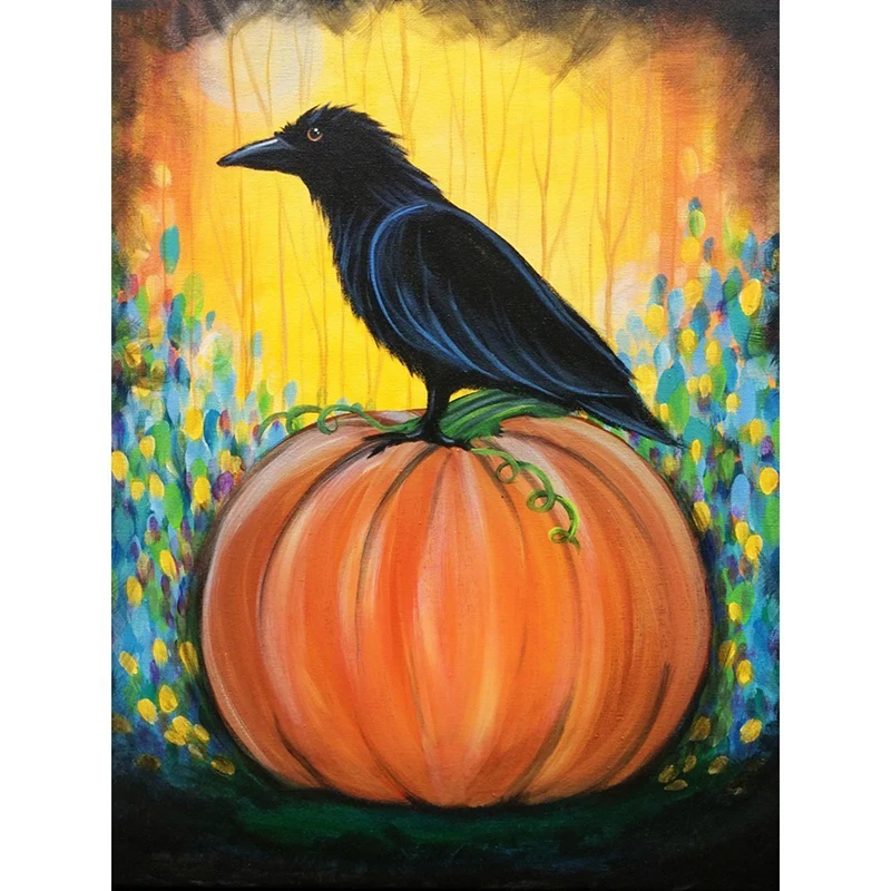 HUACAN-Halloween-Diamond-Painting-Pumpkin-Full-Square-Drill-Diamond-Embroidery-Cartoon-Bird-Picture-Of-Rhinestone-Handmade