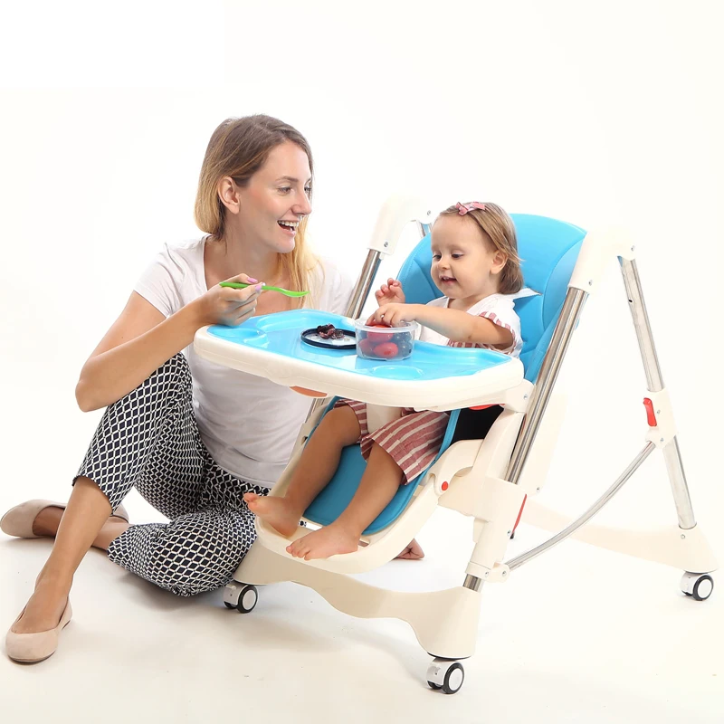 Baby High Chair For Kids Adjustable Feeding Chair With PU Leather Cushi on Dining Table With multi-function Highchair Foldable .