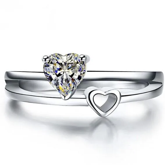 

Mutual affinity 0.5Ct Heart Shape Synthetic Diamonds Ring for Lover Solid 925 Sterling Silver Ring White Gold Color Jewelry