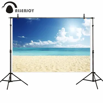 

Allenjoy professional photography background tropical ocean sandy beach blue sky white clouds backdrop hot summer photocall