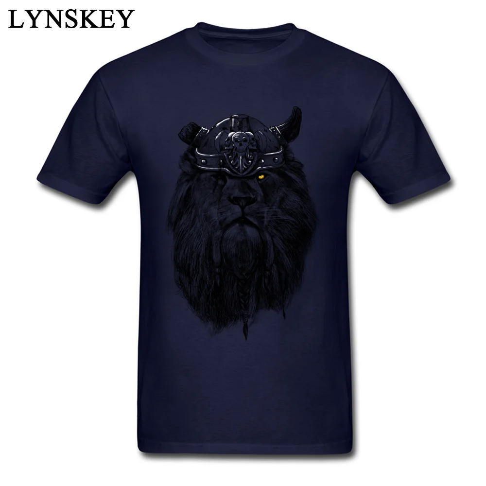 Cool Tops T Shirt for Men Funny Summer Autumn Crew Neck Cotton Fabric Short Sleeve T Shirts Printed 3D Printed Tee Shirts The eye of the Lion Viking navy