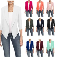Женские модные блейзеры, новинка года, весенне-летний однотонный кардиган с вырезами, асимметричный подол, 11 цветов, 8 размеров