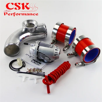 

SQV Blow Off Valve BOV IV 4 + 2.25" 90 degree Flange Pipe + silicone Hose kit Blue / Black / Red