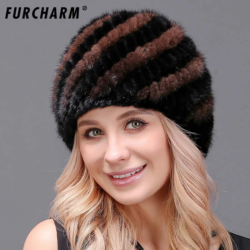 Женская зимняя шапка в виде ананаса 100%|mink fur hats|mink hatfur hat |
