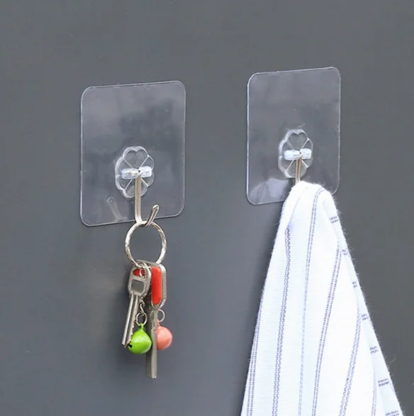 6*6CM 10pcs/Set Wall Hooks Strong Adhesive Seamless Transparent Hooks