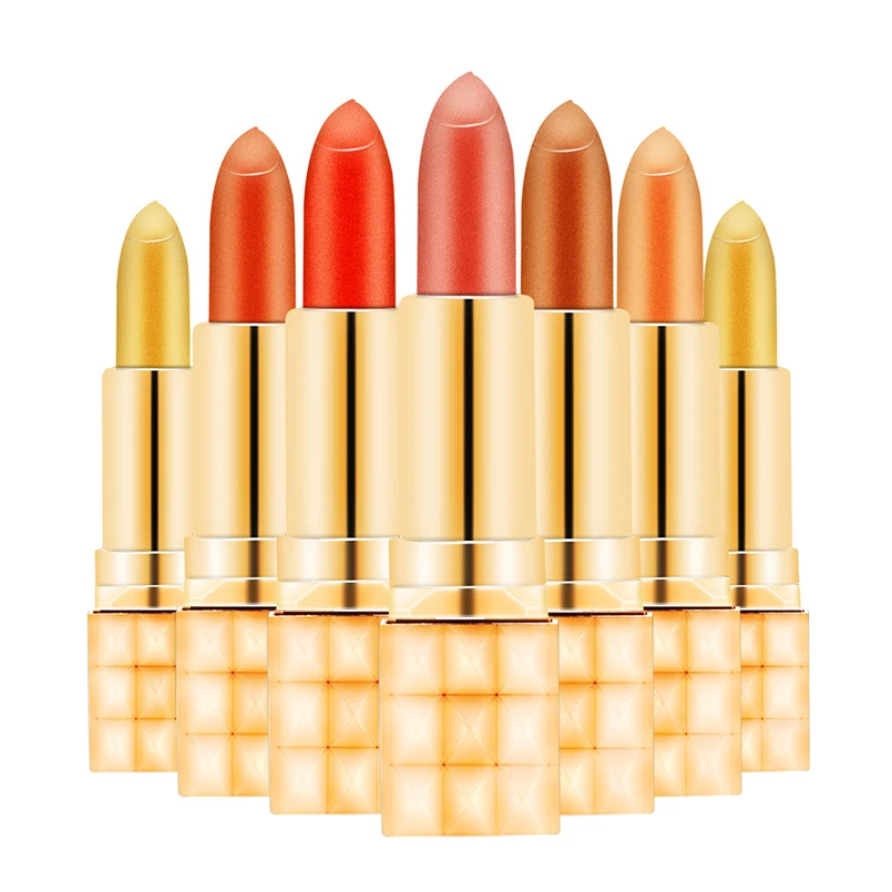 

New Brand Metallic Gold Shimmer Lipstick Long Lasting Glitter Batom Pigment Tint Make Up Waterproof Lip Gloss Lipstick Maquiagem