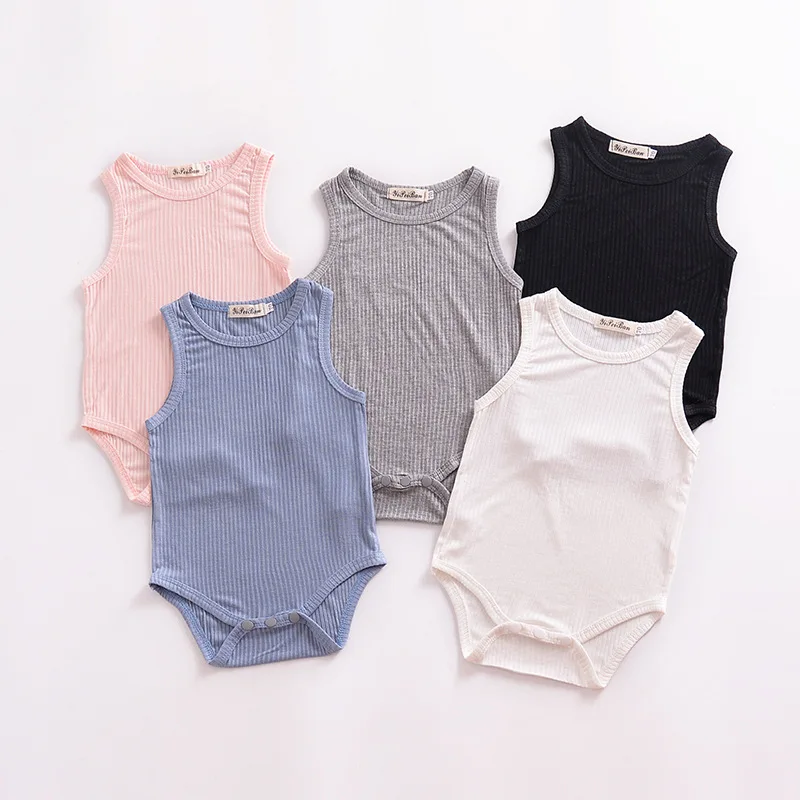 

Ins Fashion Baby Boy Girl Romper Solid Color Sleeveless Infant Girl Jumpsuit Summer Baby Boys Rompers 5 Colors Baby Clothes9-24M