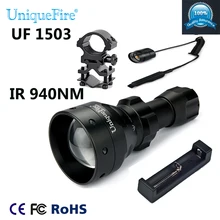 UniqueFire светодиодный фонарь 1503-940NM ИК Регулируемый масштрабируемый фонарик+ Тактический пульт дистанционного управления+ зарядное устройство+ Скоп крепление для охоты на открытом воздухе