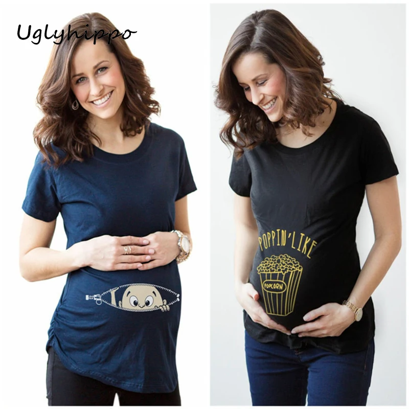 

2018 Pregnant Maternity T Shirts Shorts Casual Funny Pregnancy T Shirts With Print Clothes Women Mother Clothing Cotton Summer