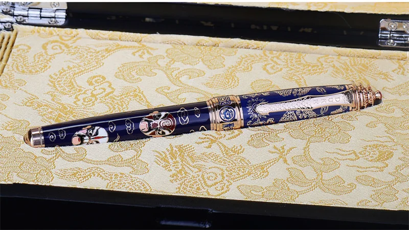 Duke 500, винтажная 14K авторучка Guibao, Пекинская опера для макияжа лица, прекрасный наконечник, 0,5 мм, подарочная ручка и деревянная Подарочная коробка для коллекции