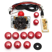 DIY arcade joystick handle set kits 5 pin 24mm / 30mm push buttons spare parts USB cable to PC joystick button encoder plate &