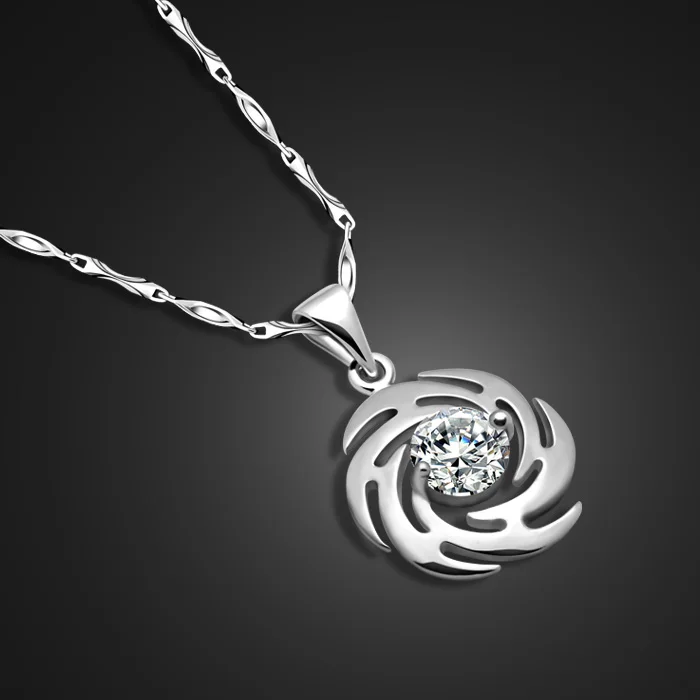 

New Women's 925 Sterling Silver Necklace Creative Cyclone Pendant Design Solid Silver Necklace Student Jewelry Valentine's Day