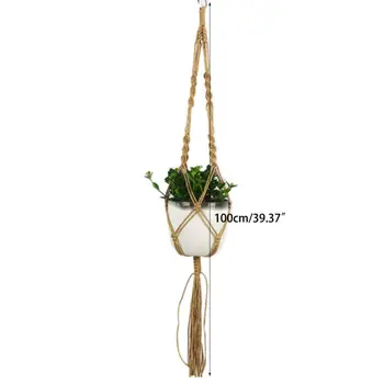 

4PCS Macrame Plant Hanger Wall Art Indoor Outdoor Use Elegant Bohemian Home Decor Flower Pot Holder Basket