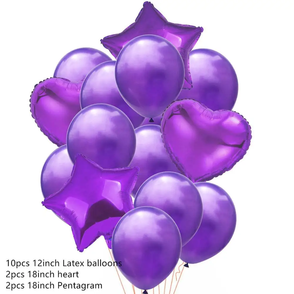 14 шт./компл. конфетти латексные воздушные шары блесток пентаграмма сердце фольги баллоны день рождения, детский душ юбилей Свадебные вечерние украшения - Цвет: Purple A