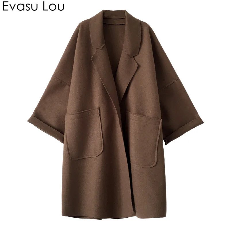 Evasu Lou Parkas женские 2018 новые осенние и зимние ретро кашемировая шерсть с длинными