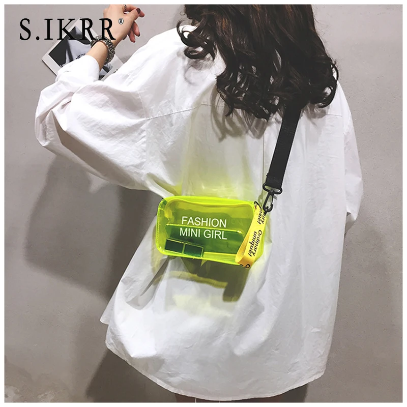 S. IKRR мини женская лазерная сумка через плечо ПВХ водонепроницаемая Желейная маленькая сумка-тоут сумки-мессенджеры Лазерная Голографическая