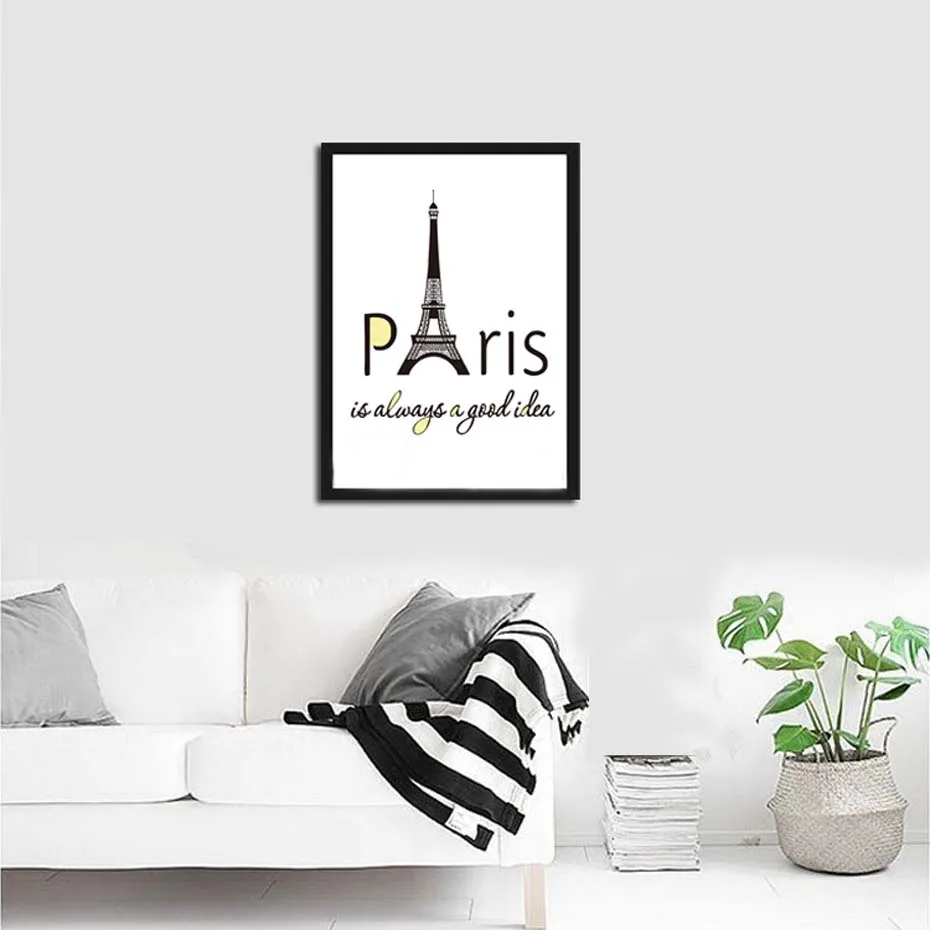 Paris Is Always A Good Idea Inspiration Quotes Canvas Art Nordic Posters And Prints Art Wall Pictures For Living Room Home Decor