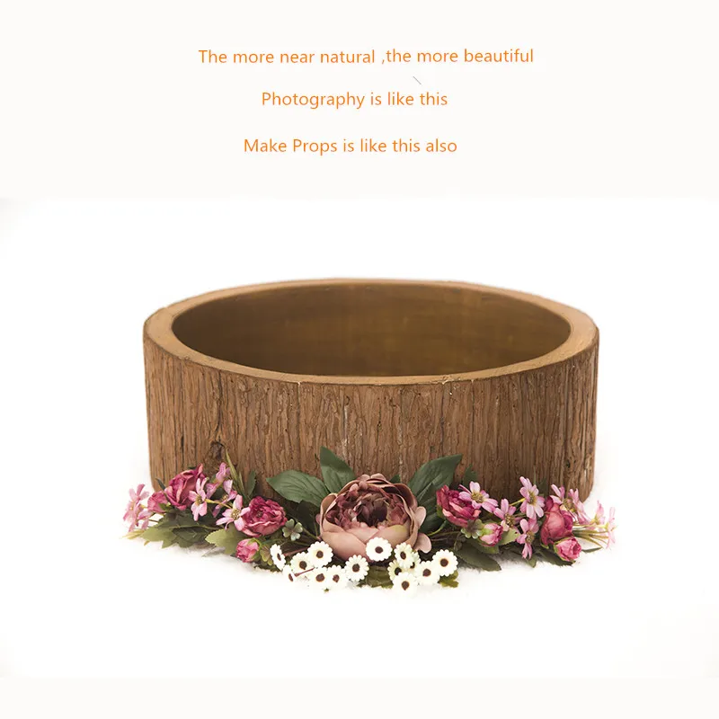 

SHENGYONGBAO Children photography props Tub Newborn Photo Props Creative cask Garland basket 30 days baby round basket #2521