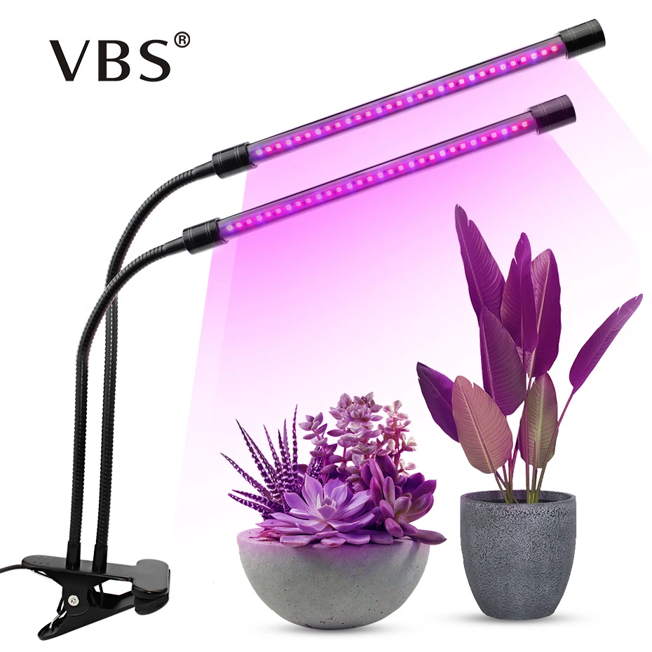 

20W 60Leds Dual Head Led Plant Grow Light With Desk Holder Clip +Timer 400lm 3Modes Dimmable Full Spectrum Led Aquarium Lighting