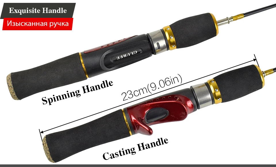 GLUREE FRP Winter Ice Fishing Rod 2 Section CastingSpinning Fishing Pole Ultralight Stitching Tackle Fish Accessories 52CM 66CM (9)